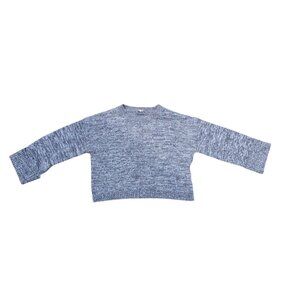 Stitches & Thread Womens Knit Sweater Blue Marled Size Medium Acrylic Blend Crop